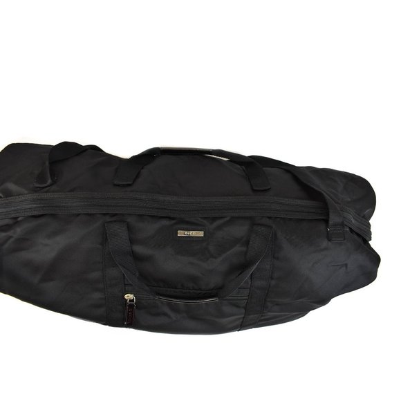 GUCCI: Black, Nylon & Patent Leather Logo Folding Compact Weekender Bag (wm) - Picture 8 of 12